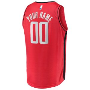 Men’s Houston Rockets Fanatics Branded Red Fast Break Custom Replica Jersey – Icon Edition