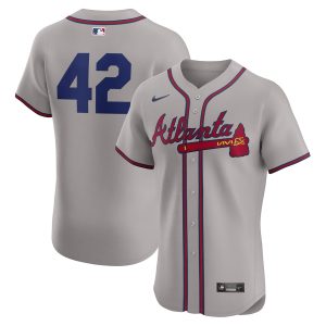 Men’s Atlanta Braves Nike Gray 2024 Jackie Robinson Day Elite Jersey