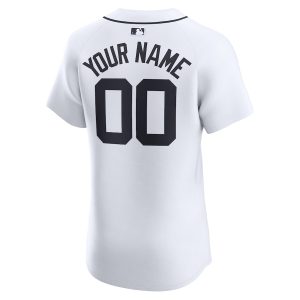 Men’s Detroit Tigers Nike White Home Elite Custom Jersey