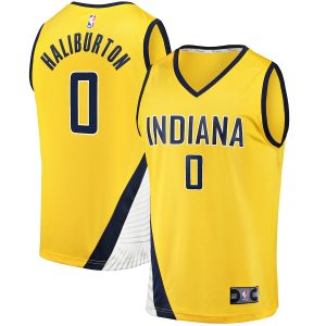 Men’s Indiana Pacers Tyrese Haliburton Fanatics Branded Gold Fast Break Replica Jersey – Statement Edition