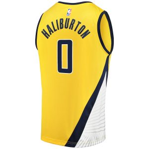 Men’s Indiana Pacers Tyrese Haliburton Fanatics Branded Gold Fast Break Replica Jersey – Statement Edition