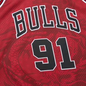 Men’s Chicago Bulls Dennis Rodman Mitchell & Ness Red 1997/98 Hardwood Classics Asian Heritage 6.0 Swingman Throwback Player Jersey