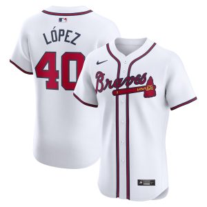 Men’s Atlanta Braves Reynaldo Lopez Nike White Home Elite Player Jersey