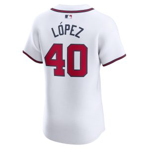 Men’s Atlanta Braves Reynaldo Lopez Nike White Home Elite Player Jersey