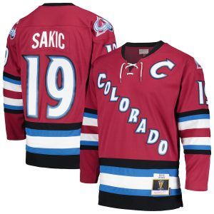 Men’s Colorado Avalanche Joe Sakic Mitchell & Ness Burgundy 2001/02 Blue Line Alternate Player Jersey