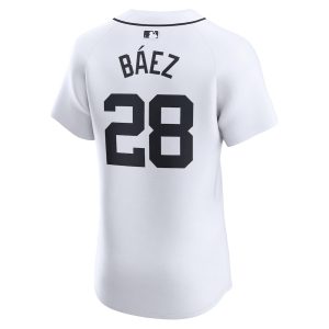 Men’s Detroit Tigers Javier Baez Nike White Home Elite Player Jersey