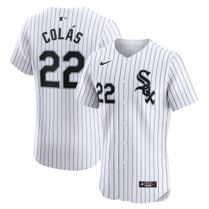 Men’s Chicago White Sox Oscar Colas Nike White Home Elite Player Jersey