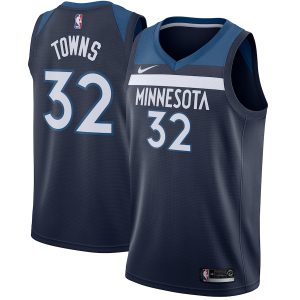 Men’s Minnesota Timberwolves Karl-Anthony Towns Nike Navy Swingman Jersey – Icon Edition