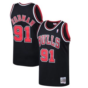 Men’s Chicago Bulls Dennis Rodman Mitchell & Ness Black 1997/98 Hardwood Classics Swingman Jersey