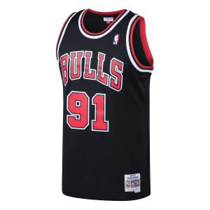 Men’s Chicago Bulls Dennis Rodman Mitchell & Ness Black 1997/98 Hardwood Classics Swingman Jersey