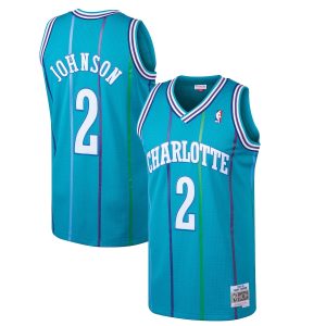 Men’s Charlotte Hornets Larry Johnson Mitchell & Ness Teal 1992/93 Hardwood Classics Swingman Jersey