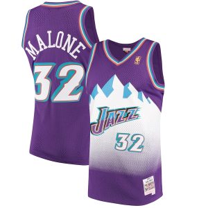 Men’s Utah Jazz Karl Malone Mitchell & Ness Purple 1996/97 Hardwood Classics Swingman Jersey