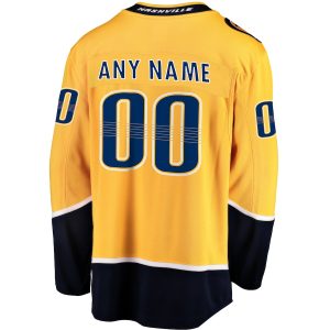 Men’s Nashville Predators Fanatics Branded Gold Home Breakaway Custom Jersey