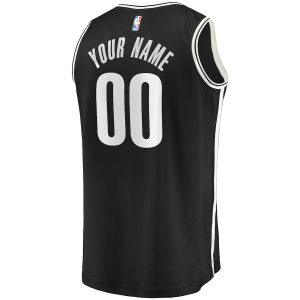 Men’s Brooklyn Nets Fanatics Branded Black Fast Break Custom Replica Jersey – Icon Edition