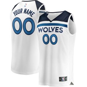 Men’s Minnesota Timberwolves Fanatics Branded White Fast Break Custom Replica Jersey – Association Edition