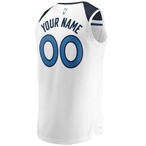 Men’s Minnesota Timberwolves Fanatics Branded White Fast Break Custom Replica Jersey – Association Edition