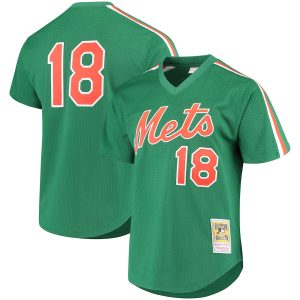 Men’s New York Mets Darryl Strawberry Mitchell & Ness Green Cooperstown Mesh Batting Practice Jersey