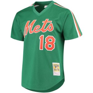 Men’s New York Mets Darryl Strawberry Mitchell & Ness Green Cooperstown Mesh Batting Practice Jersey