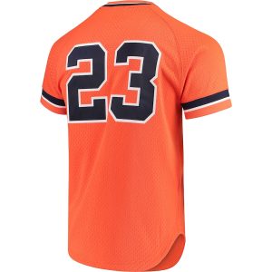 Men’s Detroit Tigers Kirk Gibson Mitchell & Ness Orange Cooperstown Collection Mesh Batting Practice Button-Up Jersey