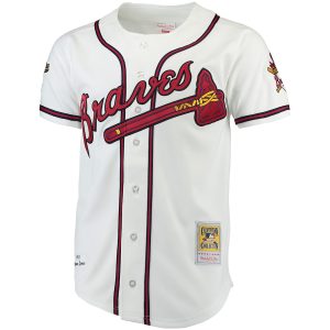 Men’s Atlanta Braves Chipper Jones Mitchell & Ness White Authentic Jersey