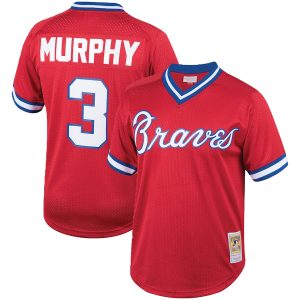 Men’s Atlanta Braves Dale Murphy Mitchell & Ness Red Cooperstown Collection Big & Tall Mesh Batting Practice Jersey