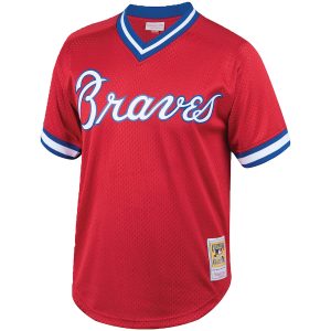 Men’s Atlanta Braves Dale Murphy Mitchell & Ness Red Cooperstown Collection Big & Tall Mesh Batting Practice Jersey