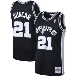 Men’s San Antonio Spurs Tim Duncan Mitchell & Ness Black 1998/99 Big & Tall Hardwood Classics Swingman Jersey