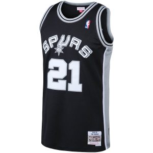 Men’s San Antonio Spurs Tim Duncan Mitchell & Ness Black 1998/99 Big & Tall Hardwood Classics Swingman Jersey