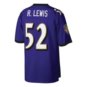 Men’s Baltimore Ravens Ray Lewis Mitchell & Ness Purple Big & Tall 2000 Retired Player Replica Jersey