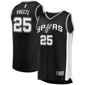 Men’s San Antonio Spurs Jakob Poeltl Fanatics Branded Black Fast Break Replica Jersey – Icon Edition