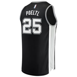 Men’s San Antonio Spurs Jakob Poeltl Fanatics Branded Black Fast Break Replica Jersey – Icon Edition