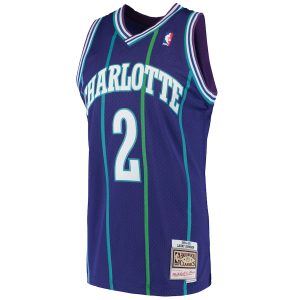 Men’s Charlotte Hornets Larry Johnson Mitchell & Ness Purple 1994/95 Hardwood Classics Swingman Jersey