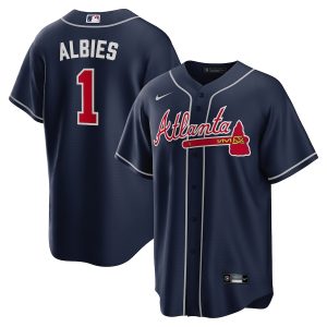 Men’s Atlanta Braves Ozzie Albies Nike Navy Alternate Replica Player Name Jersey