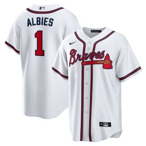 Men’s Atlanta Braves Ozzie Albies Nike White Home Replica Player Name Jersey