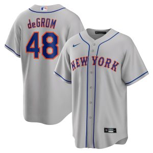 Men’s New York Mets Jacob deGrom Nike Gray Road Replica Player Name Jersey