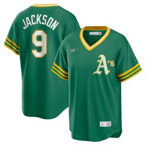 Men’s Oakland Athletics Reggie Jackson Nike Kelly Green Road Cooperstown Collection Player Jersey