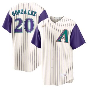 Men’s Arizona Diamondbacks Luis Gonzalez Nike Cream/Purple Alternate Cooperstown Collection Player Jersey