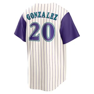 Men’s Arizona Diamondbacks Luis Gonzalez Nike Cream/Purple Alternate Cooperstown Collection Player Jersey