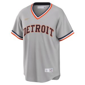 Men’s Detroit Tigers Nike Gray Road Cooperstown Collection Team Jersey