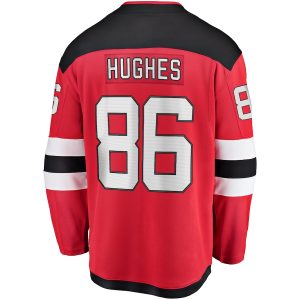 Men’s New Jersey Devils Jack Hughes Fanatics Branded Red Breakaway Player Jersey