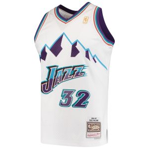 Men’s Utah Jazz Karl Malone Mitchell & Ness White 1996/97 Hardwood Classics Swingman Jersey