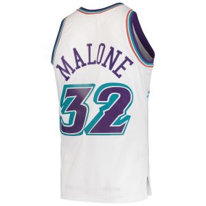 Men’s Utah Jazz Karl Malone Mitchell & Ness White 1996/97 Hardwood Classics Swingman Jersey