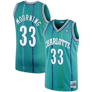 Men’s Charlotte Hornets Alonzo Mourning Mitchell & Ness Teal 1992/93 Hardwood Classics Swingman Jersey