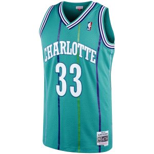 Men’s Charlotte Hornets Alonzo Mourning Mitchell & Ness Teal 1992/93 Hardwood Classics Swingman Jersey