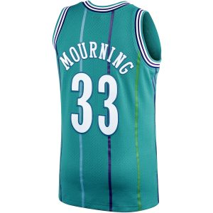 Men’s Charlotte Hornets Alonzo Mourning Mitchell & Ness Teal 1992/93 Hardwood Classics Swingman Jersey