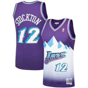 Men’s Utah Jazz John Stockton Mitchell & Ness Purple Hardwood Classics Swingman Jersey