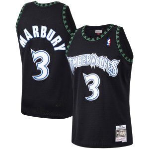 Men’s Minnesota Timberwolves Stephon Marbury Mitchell & Ness Black 1997/98 Hardwood Classics Swingman Jersey