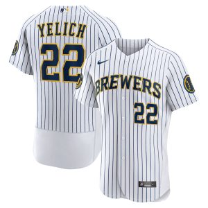 Men’s Milwaukee Brewers Christian Yelich Nike White Alternate Authentic Player Jersey