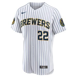 Men’s Milwaukee Brewers Christian Yelich Nike White Alternate Authentic Player Jersey