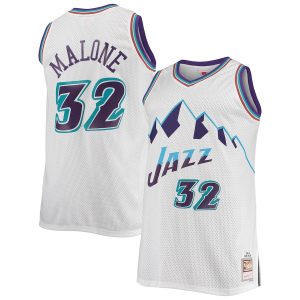 Men’s Utah Jazz Karl Malone Mitchell & Ness White 1996/97 Big & Tall Hardwood Classics Swingman Jersey